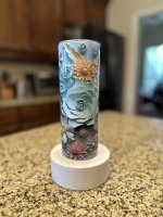 3D Floral Teal Tumbler