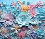 3D Floral Teal Tumbler