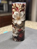 3D Floral - Red and White w/Gold Leaf 